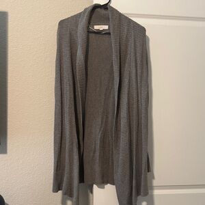 LOFT Gray Open-Front Draped Cardigan